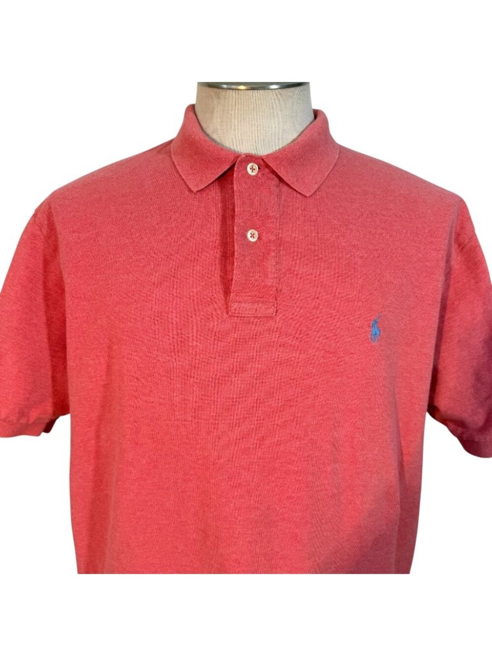 Polo Ralph Lauren Men Polo Shirt Size Large Pink Red Blue Pony Logo Short Sleeve